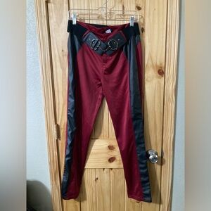 Venus women’s size L satiny faux-leather stretch pants with matching belt